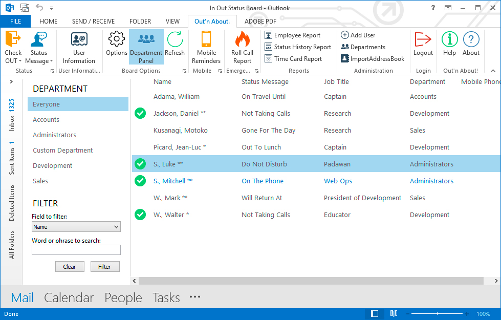 Screenshot for Out n About! for Outlook 3.0